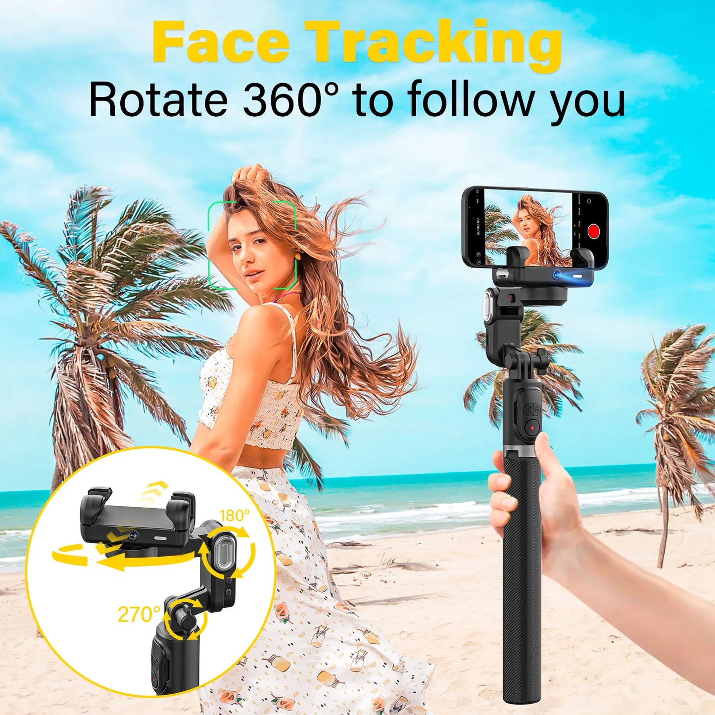 M2PRO Smartphone Gimbal Stabilizer1-Axis Stabilizer Face Tracking without App 4-In-1 Mobile Gimbal Stabilizer for Phone
